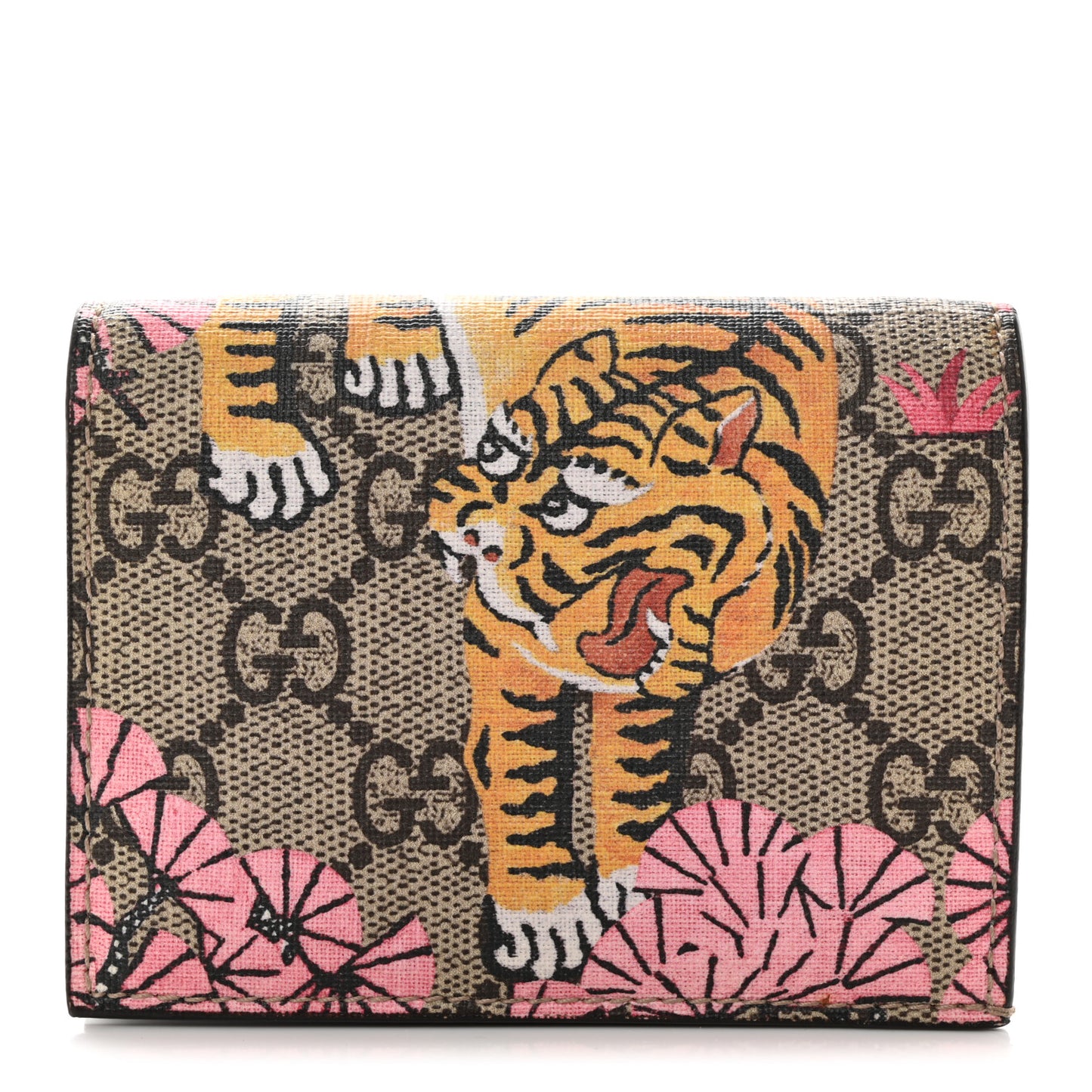 GG Supreme Monogram Bengal Card Case Beige Pink