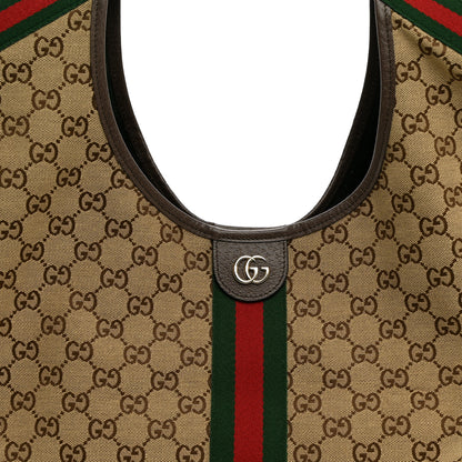 Gucci GG Monogram Web Large Giglio Tote Beige Brown 9 of 11