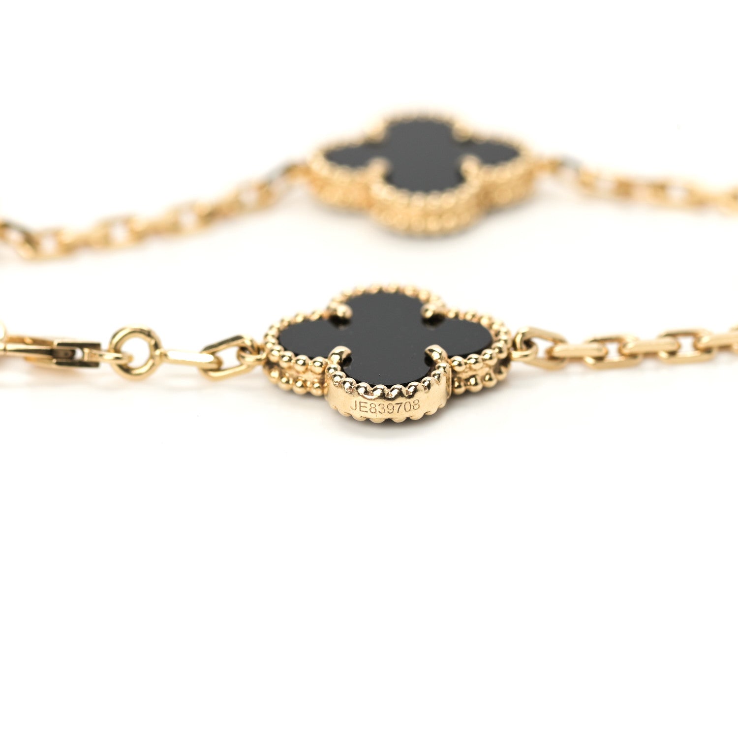 Van Cleef & Arpels 18K Yellow Gold Black Onyx 5 Motifs Vintage Alhambra Bracelet 4 of 6