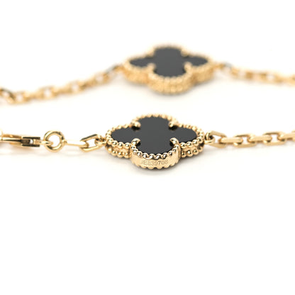 Van Cleef & Arpels 18K Yellow Gold Black Onyx 5 Motifs Vintage Alhambra Bracelet 4 of 6