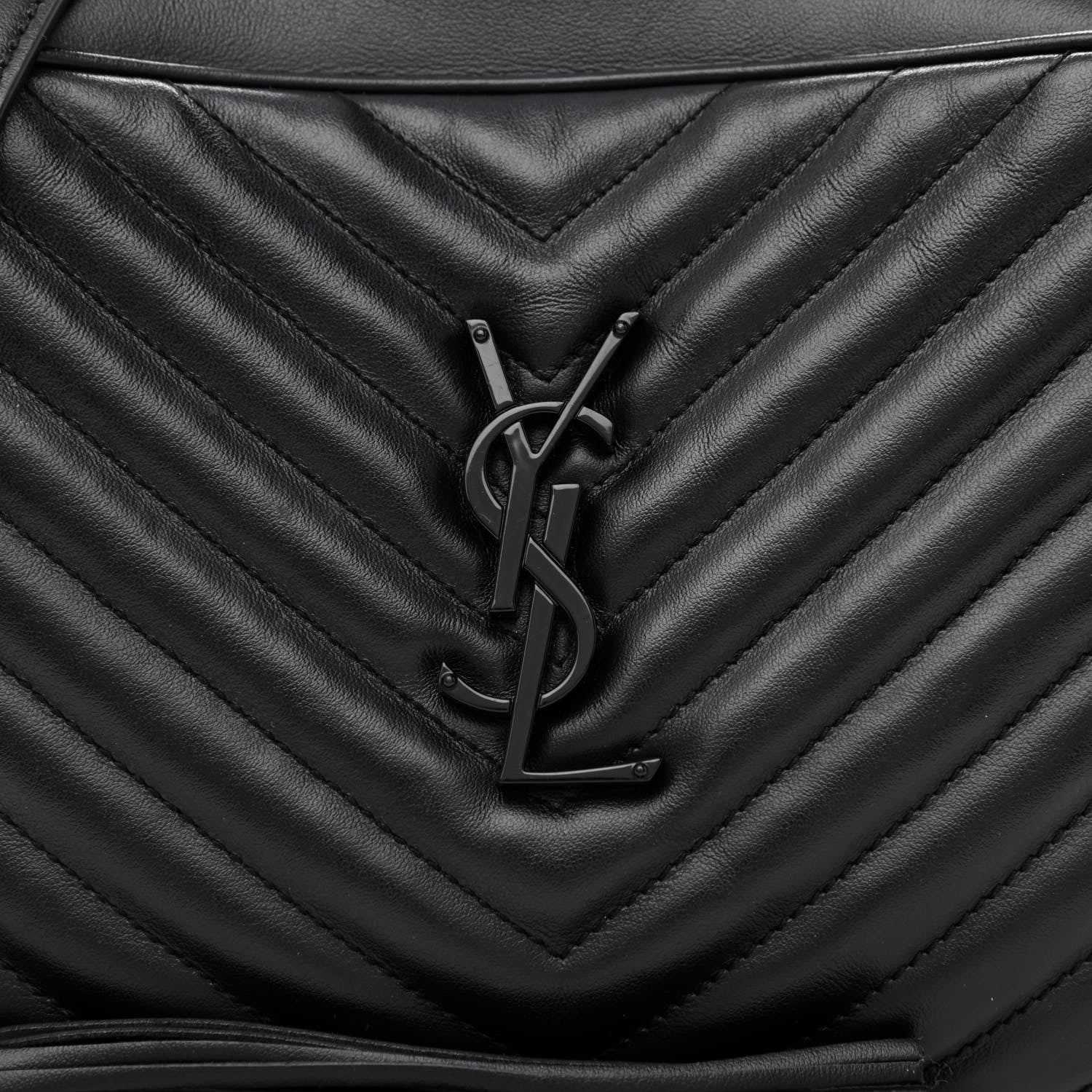 Saint Laurent Calfskin Matelasse Monogram Monochrome Lou Camera Bag Black 8 of 12