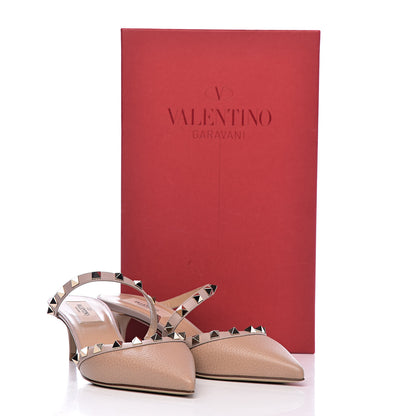 Valentino Garavani Pebbled Calfskin Rockstud Cross Strap 50mm Mules 36.5 Poudre 12 of 12