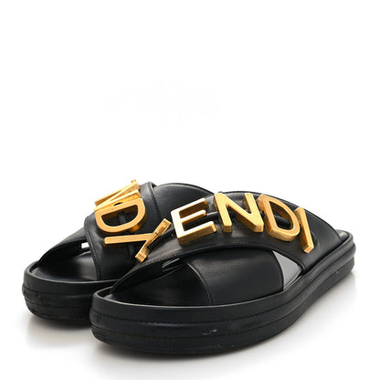 Fendi Vitello Womens Fendigraphy Slide Sandals 38.5 Black 3 of 10