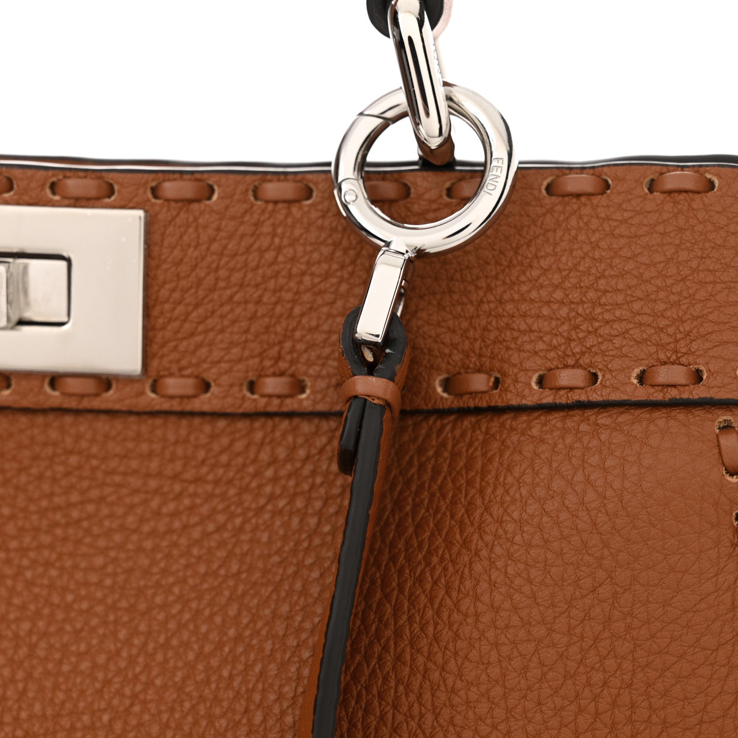 Fendi Cuoio Romano Selleria Bi-Color Medium Peekaboo Iconic Satchel Mou Deserto 11 of 11