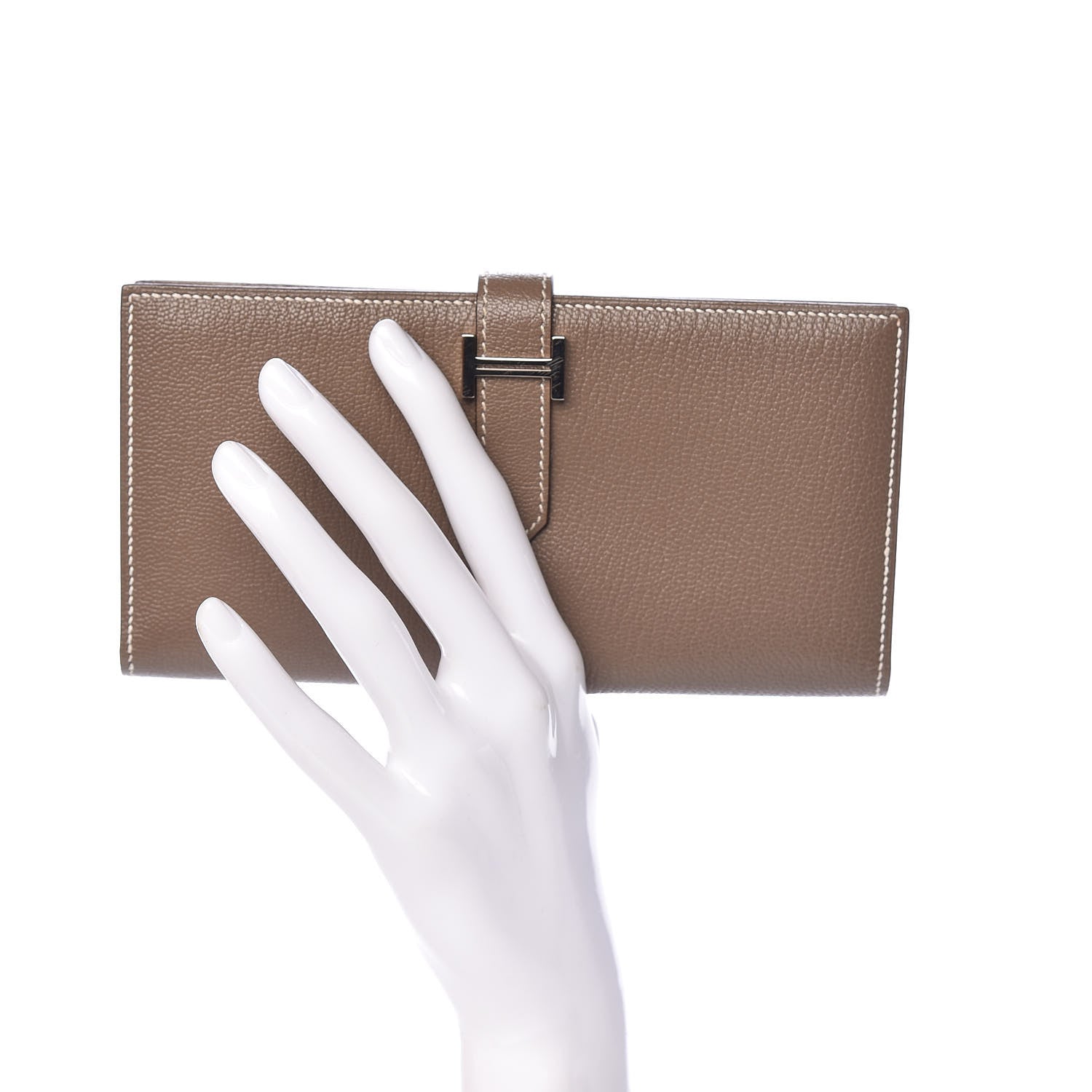Hermes Chèvre Mysore Bearn Gusset Wallet Etoupe 2 of 8