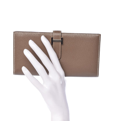 Hermes Chèvre Mysore Bearn Gusset Wallet Etoupe 2 of 8