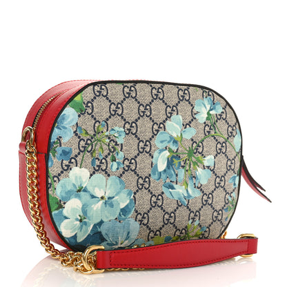 Gucci GG Supreme Monogram Blooms Mini Chain Shoulder Bag Beige Blue Navy Hibiscus Red 3 of 9