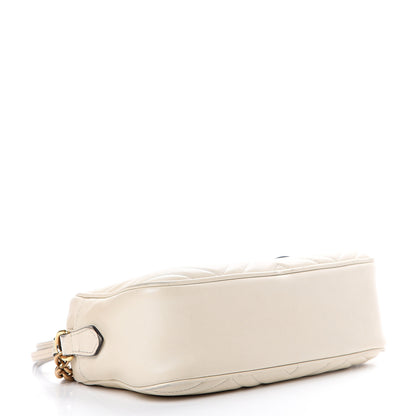 Gucci Calfskin Matelasse Small GG Marmont Chain Shoulder Bag White 3 of 18