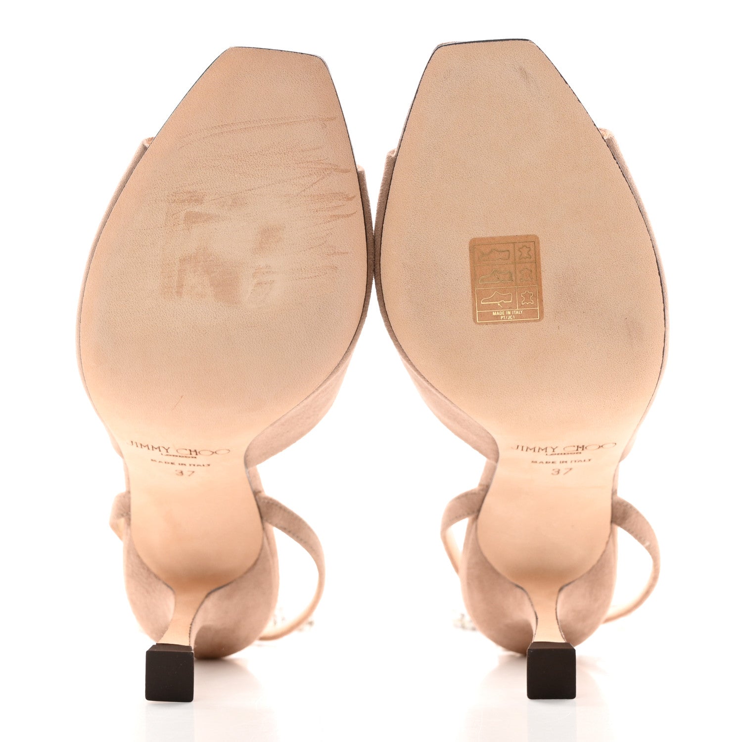 Jimmy Choo Suede Crystal Sae 90 Chain Sandals 37 Ballet Pink 6 of 9