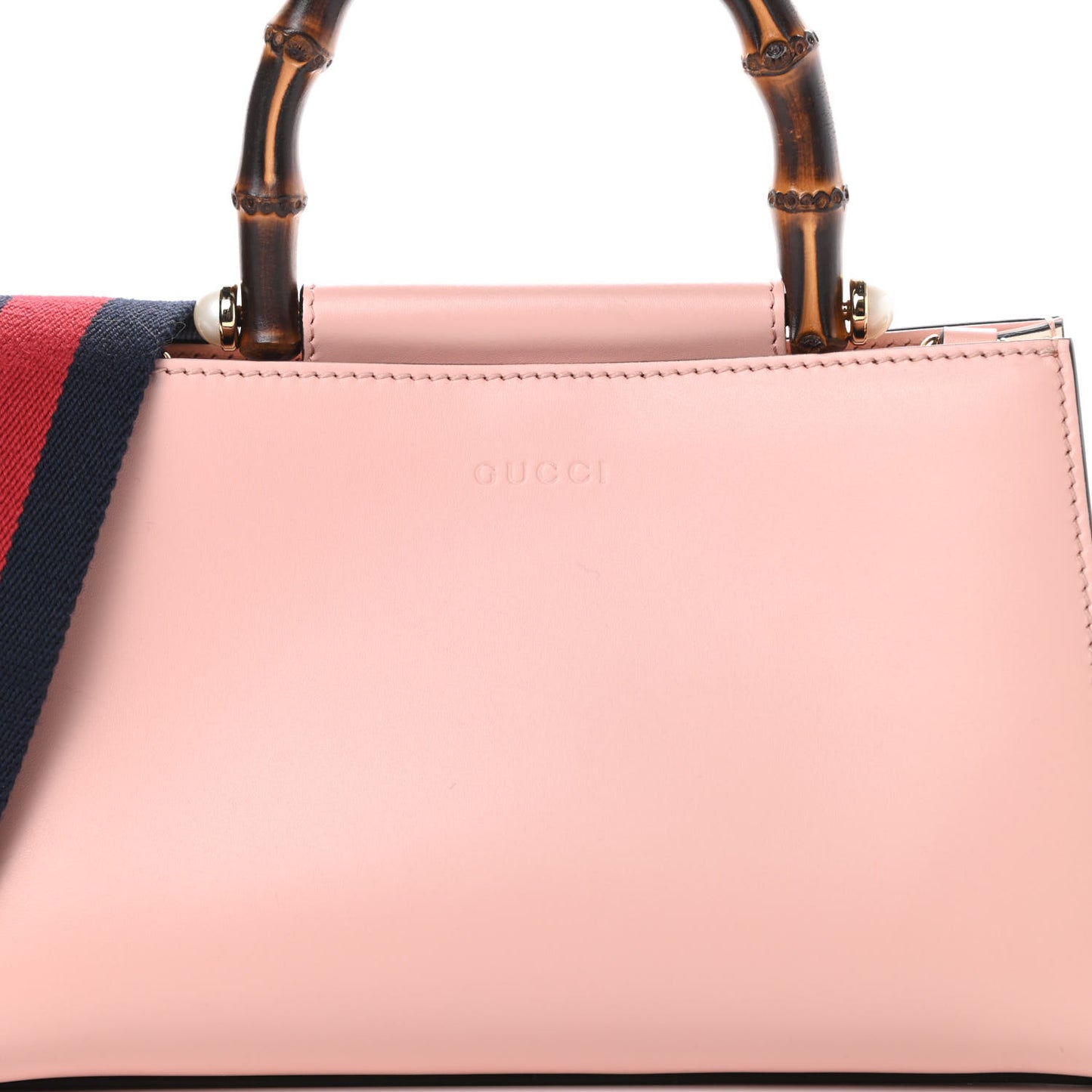 Nappa Bamboo Web Mini Nymphaea Top Handle Bag Perfect Pink Mystic White