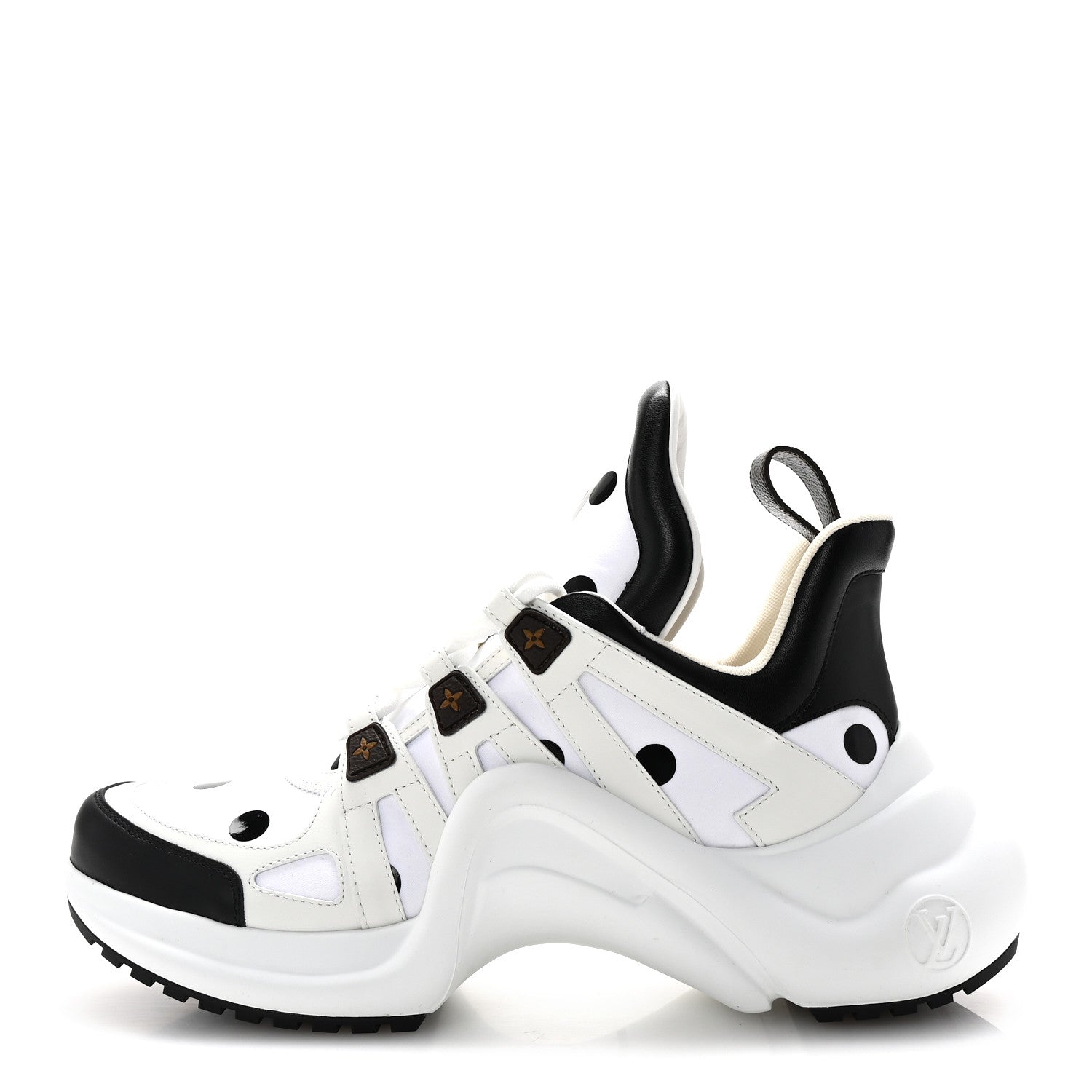 Louis Vuitton Calfskin Satin Printed Polka Dot Monogram LV Archlight Sneakers 40 Black White 1 of 10