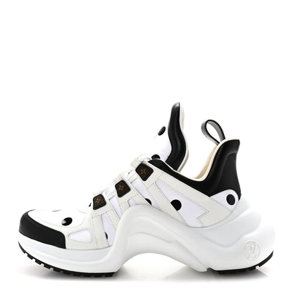 Louis Vuitton Calfskin Satin Printed Polka Dot Monogram LV Archlight Sneakers 40 Black White 1 of 10