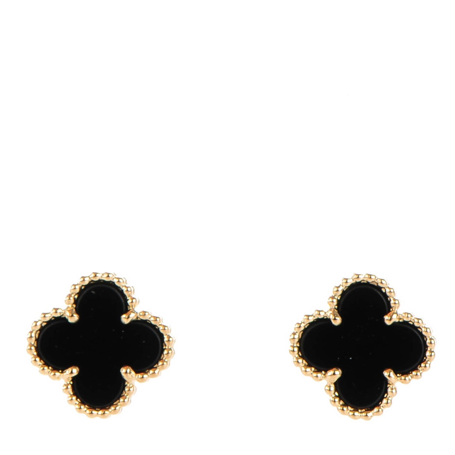 18K Yellow Gold Black Onyx Sweet Alhambra Earrings