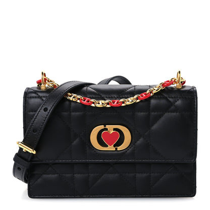 Christian Dior Lambskin Enamel Macrocannage Dioramour Mini Miss Caro Bag Black Red 1 of 9