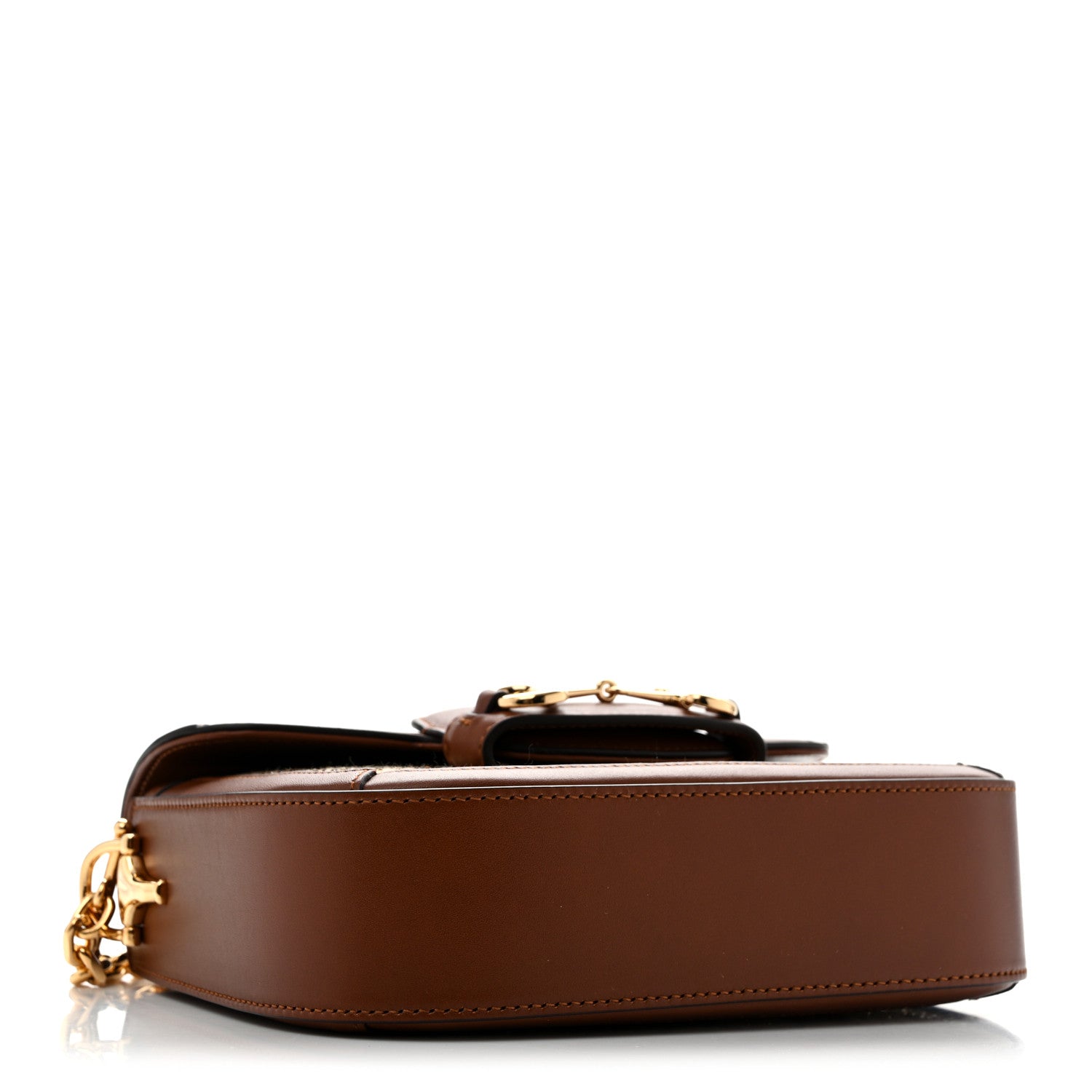 Gucci New Canvas Charisma Calfskin Crystal GG Monogram Mini Horsebit 1955 Shoulder Bag Camel Ebony 4 of 11