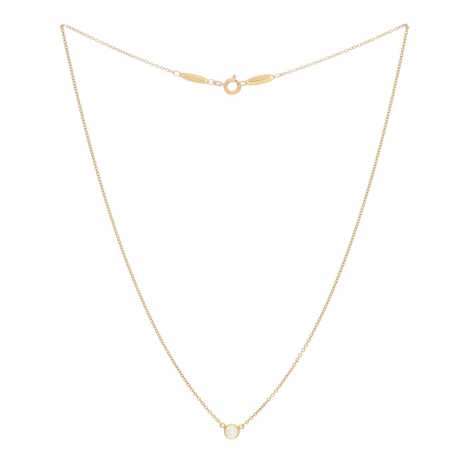 Tiffany 18K Yellow Gold Diamond .17ct Elsa Peretti Diamonds by the Yard Pendant Necklace 2 of 3