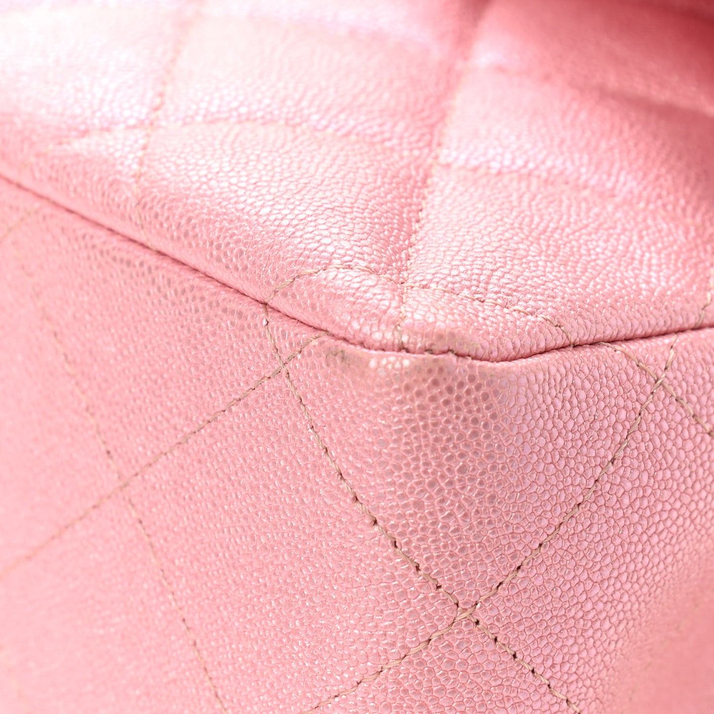 Iridescent Caviar Quilted Jumbo Double Flap Rose Pink