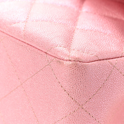 Chanel Iridescent Caviar Quilted Jumbo Double Flap Rose Pink 10 of 10