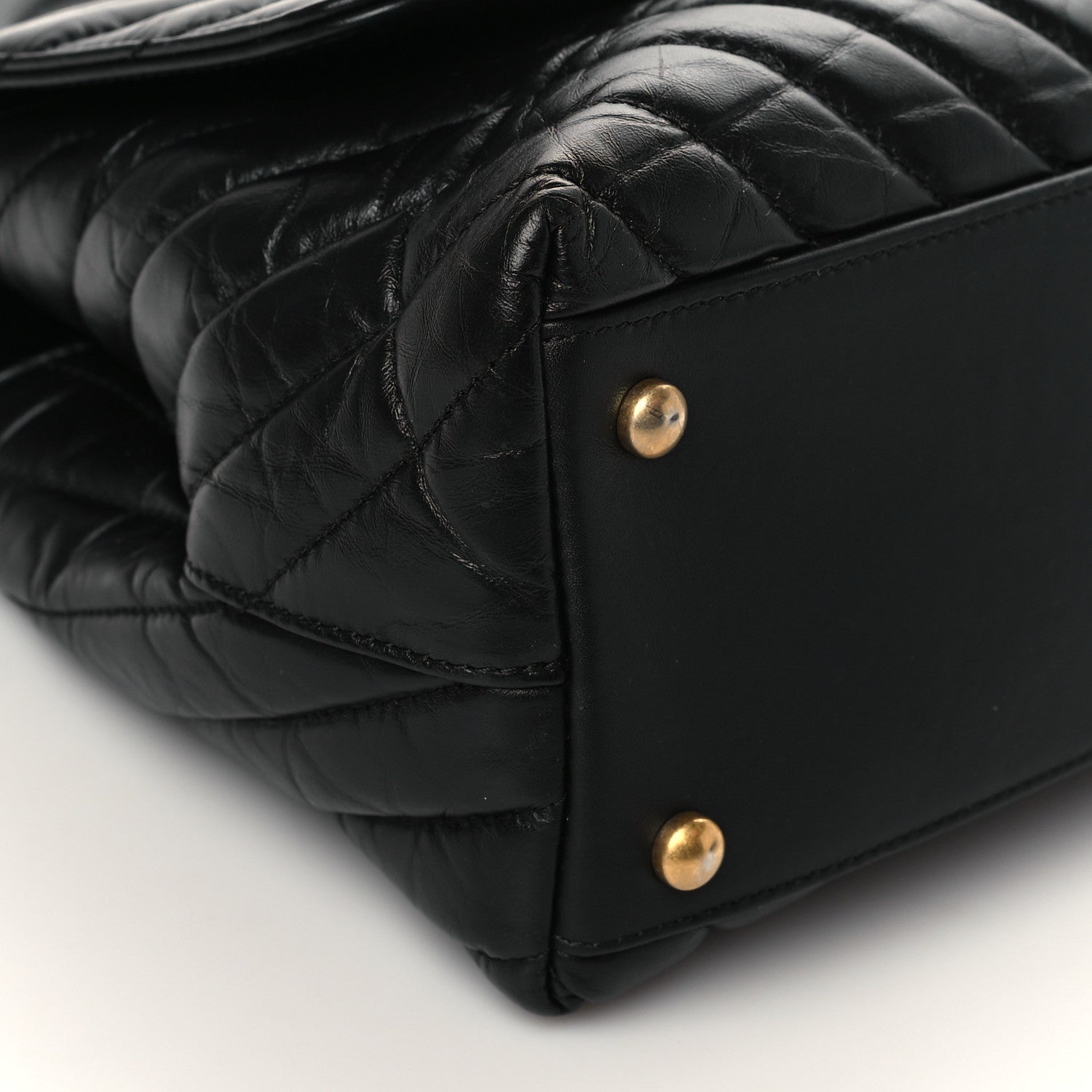 Chanel Aged Calfskin Chevron Quilted Small Coco Handle Flap Black 8 of 9