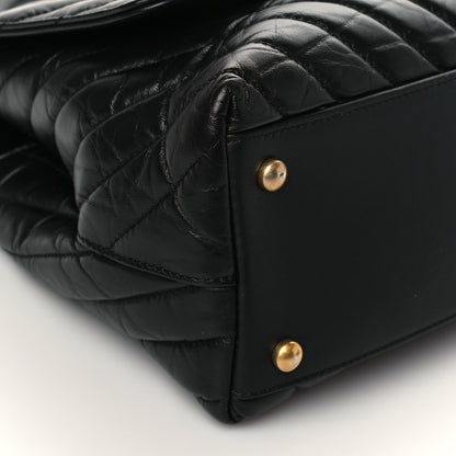 Chanel Aged Calfskin Chevron Quilted Small Coco Handle Flap Black 8 of 9