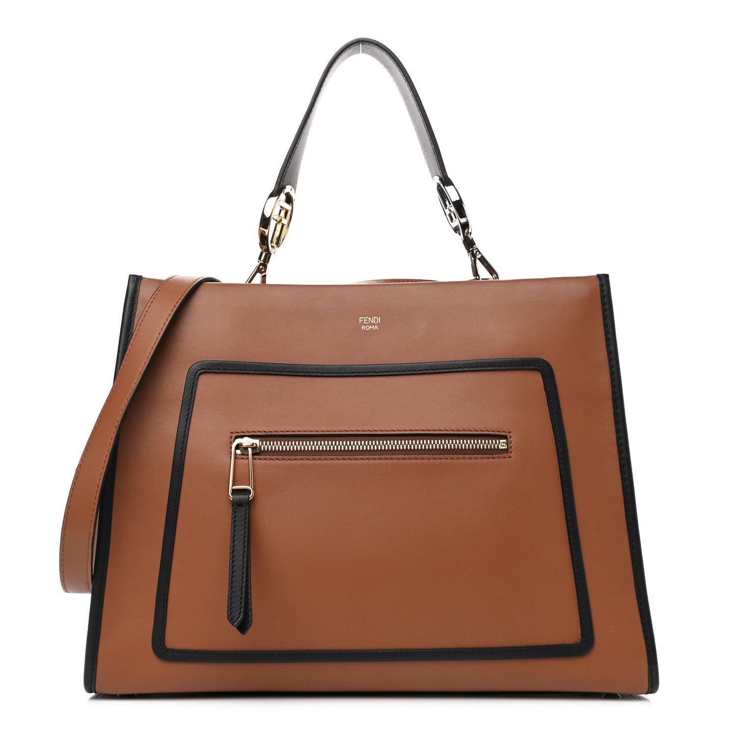 Vitello Century Opaco F is Fendi Bi-Color Regular Runaway Satchel Corteccia Black