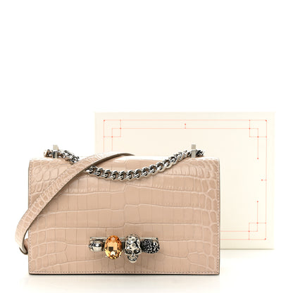 Alexander McQueen Shiny Crocodile Embossed Jeweled Satchel Sand 12 of 12