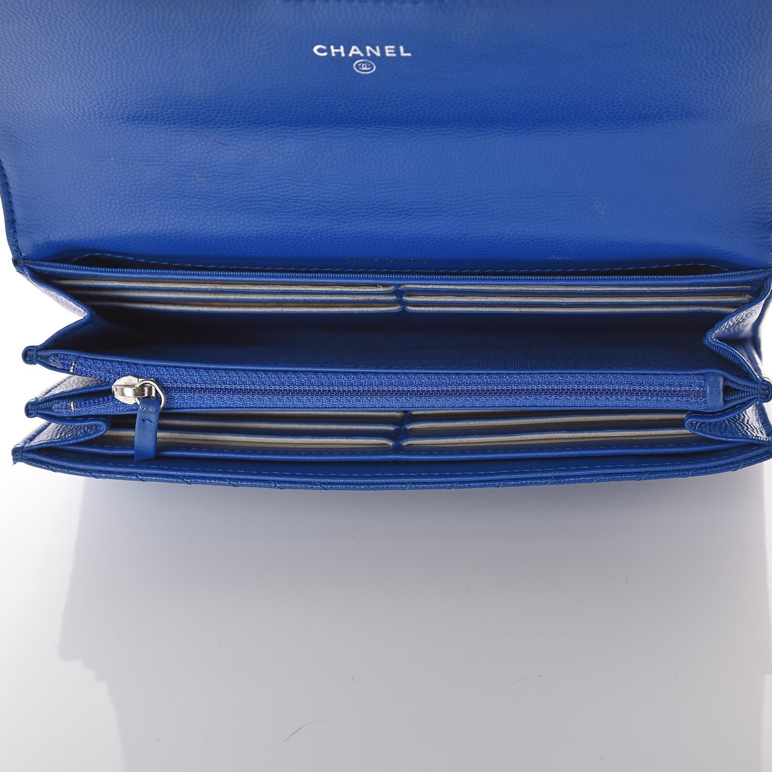 Chanel Caviar Chevron Quilted Large Flap Wallet Bright Blue 9 of 13