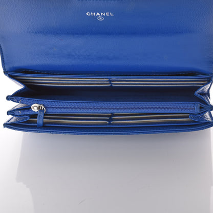 Chanel Caviar Chevron Quilted Large Flap Wallet Bright Blue 9 of 13