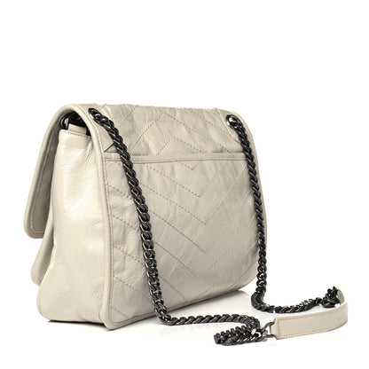 Saint Laurent Crinkled Calfskin Matelasse Monogram Medium Niki Chain Satchel Ivory 3 of 8