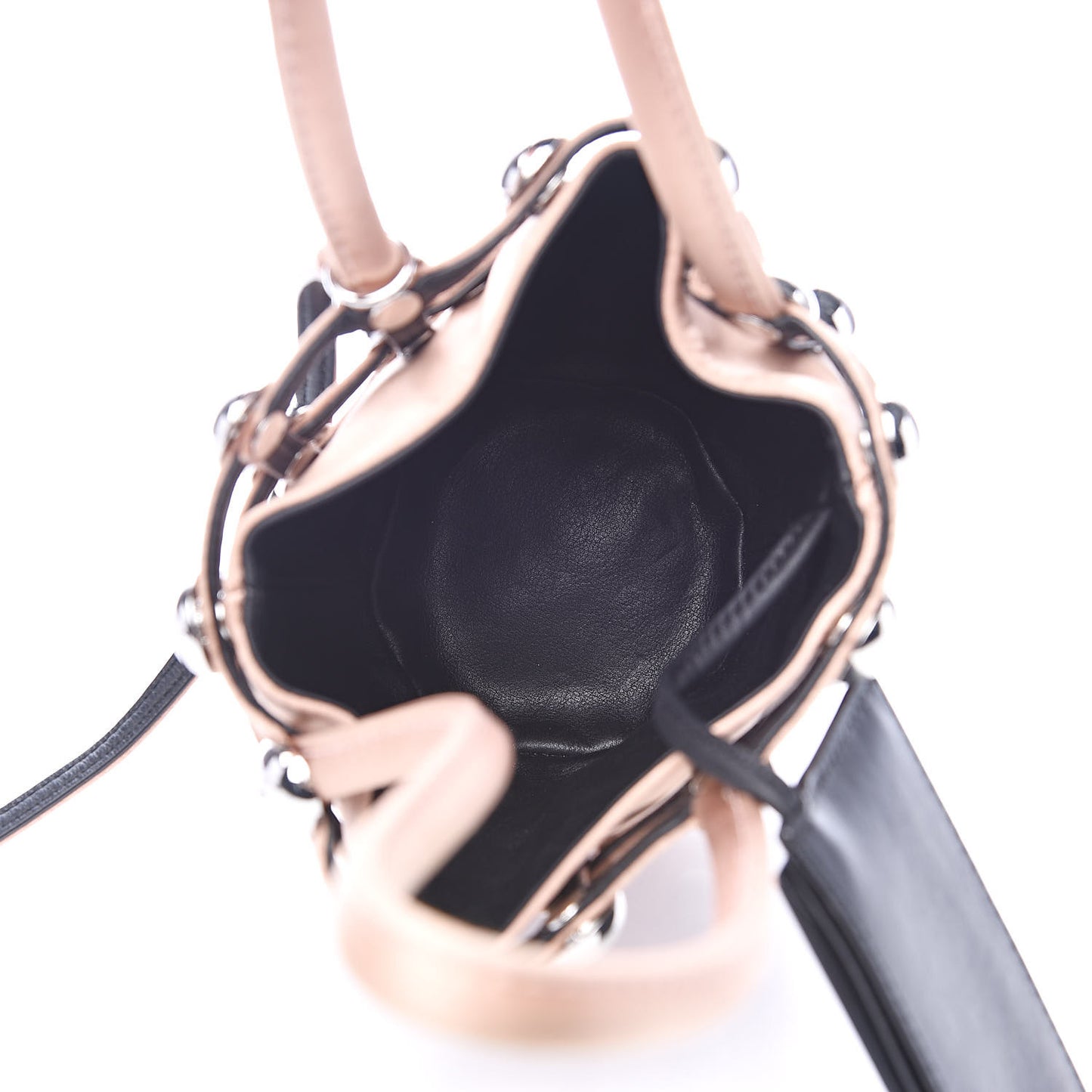 Satin Embellished Mini Roxy Bucket Bag Nude