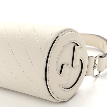 Gucci Sakai Be Green Calfskin Diagonal Stitched Mini Blondie Barrel Shoulder Bag Mystic White 9 of 9