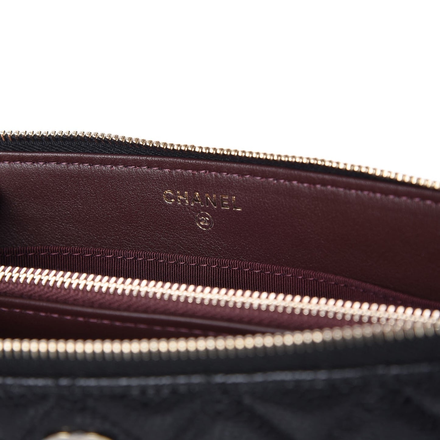 Caviar Quilted Large Zipped Clutch Black