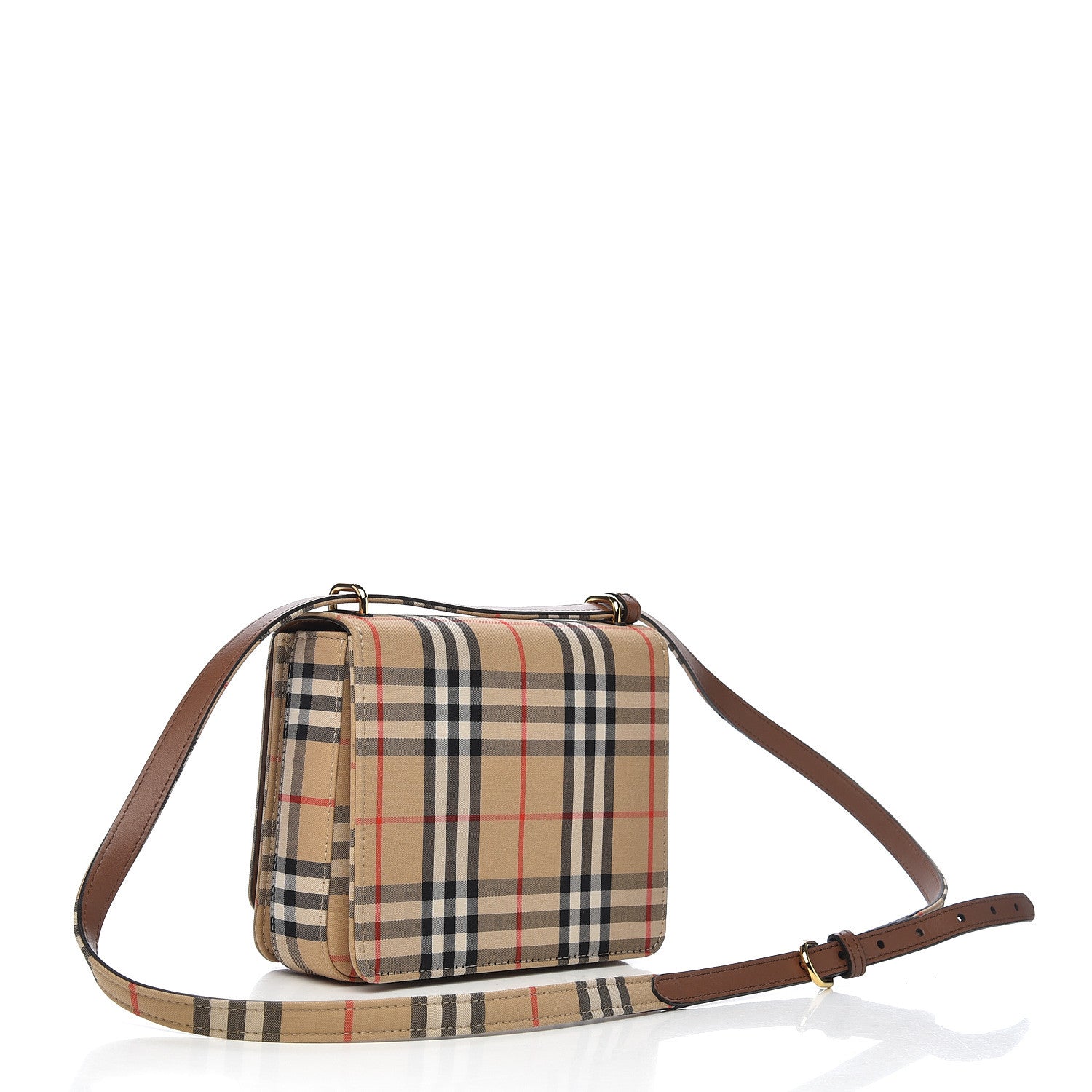Burberry Cotton Canvas Vintage Check Small D-Ring Bag Brown 3 of 10