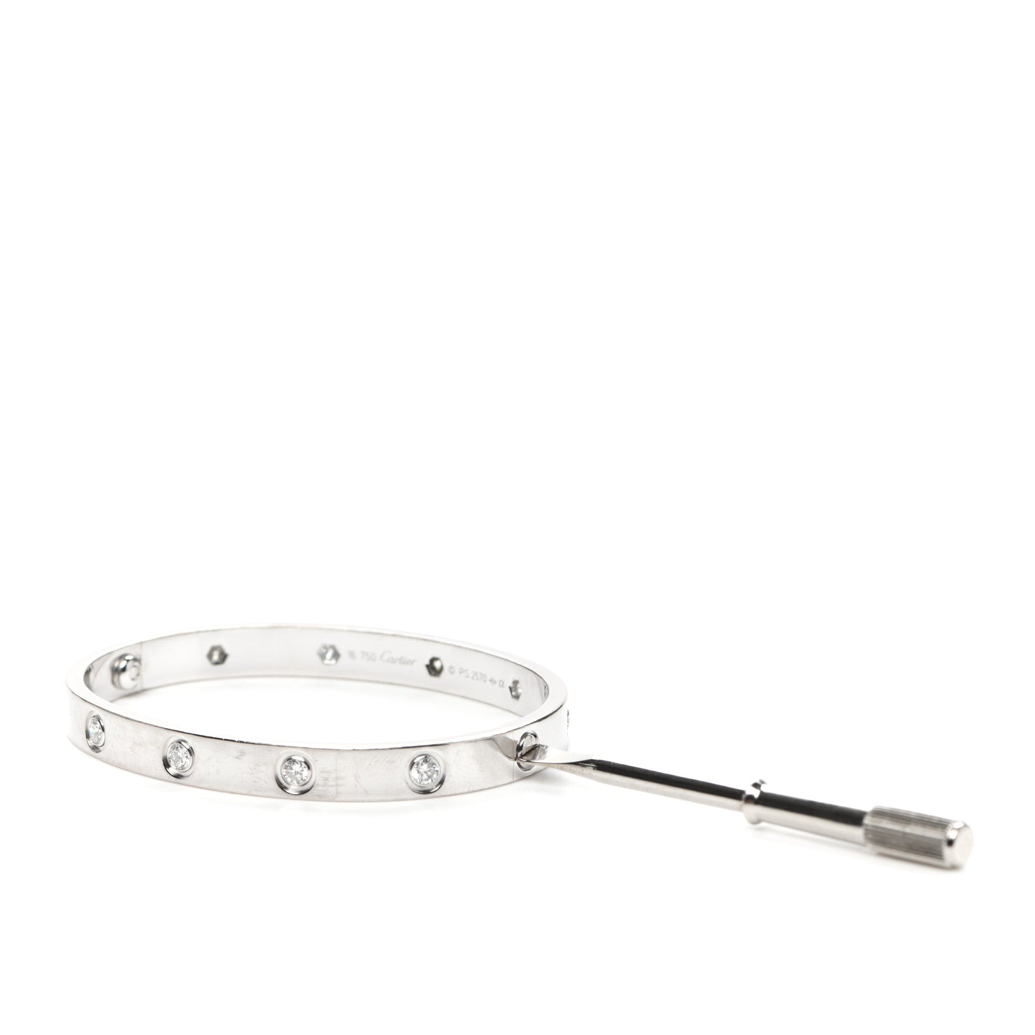 Cartier 18K White Gold 10 Diamond LOVE Bracelet 16 4 of 7