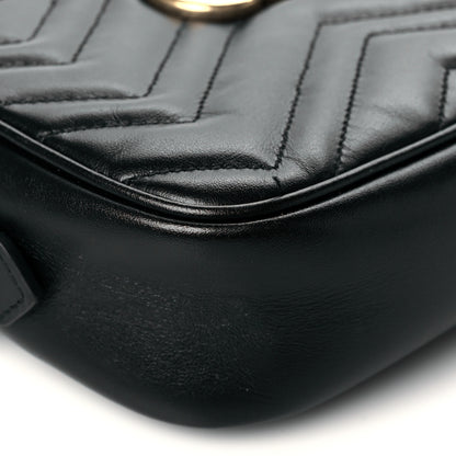 Gucci Calfskin Matelasse Mini GG Marmont Chain Shoulder Bag Black 10 of 13