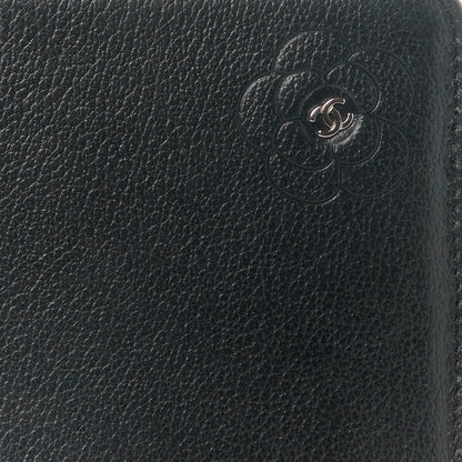 Chanel Goatskin Camellia Embossed Zip Around Organizer Wallet Black 10 of 10