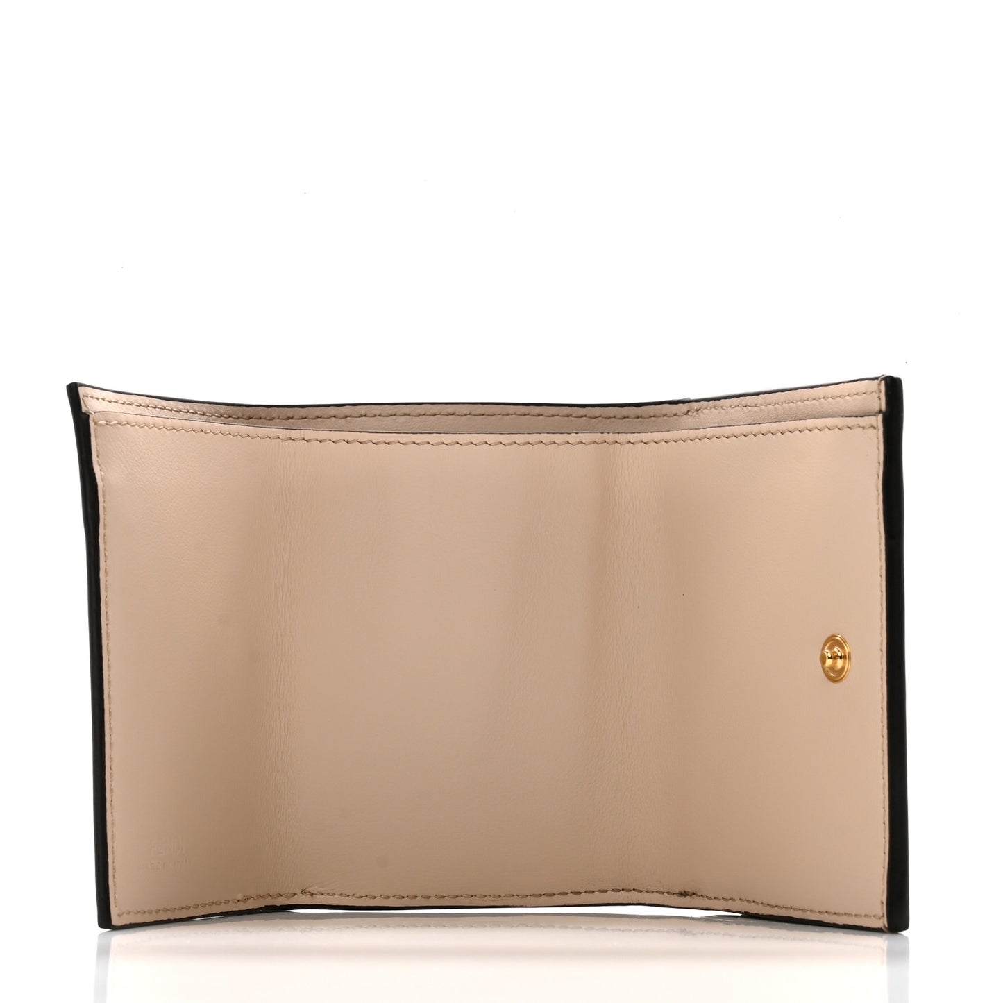 Vitello King Tamponato Embossed Fendi Roma Micro Tri-Fold Wallet Poudre