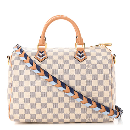Louis Vuitton Damier Azur Braided Speedy Bandouliere 30 Blue 1 of 9