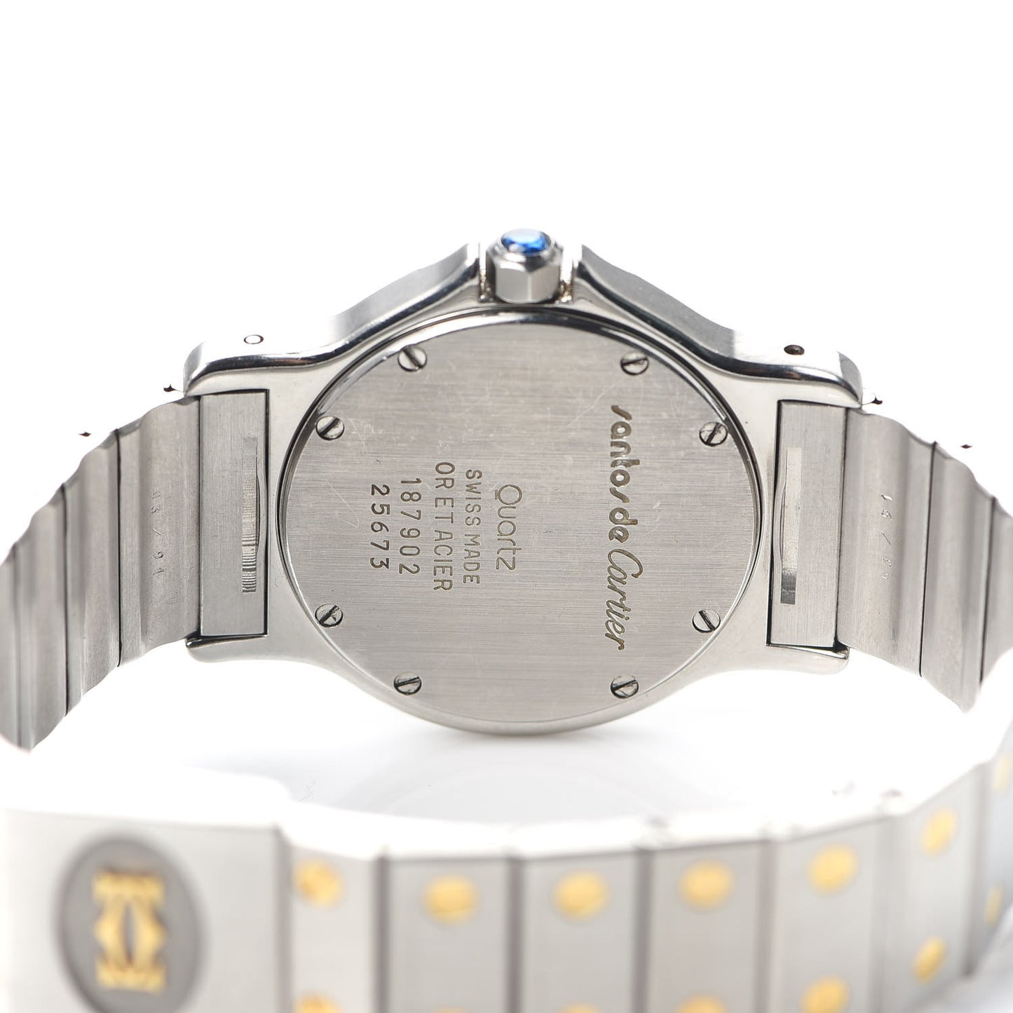 Stainless Steel 18K Yellow Gold 29mm Santos Octagon Quartz Watch