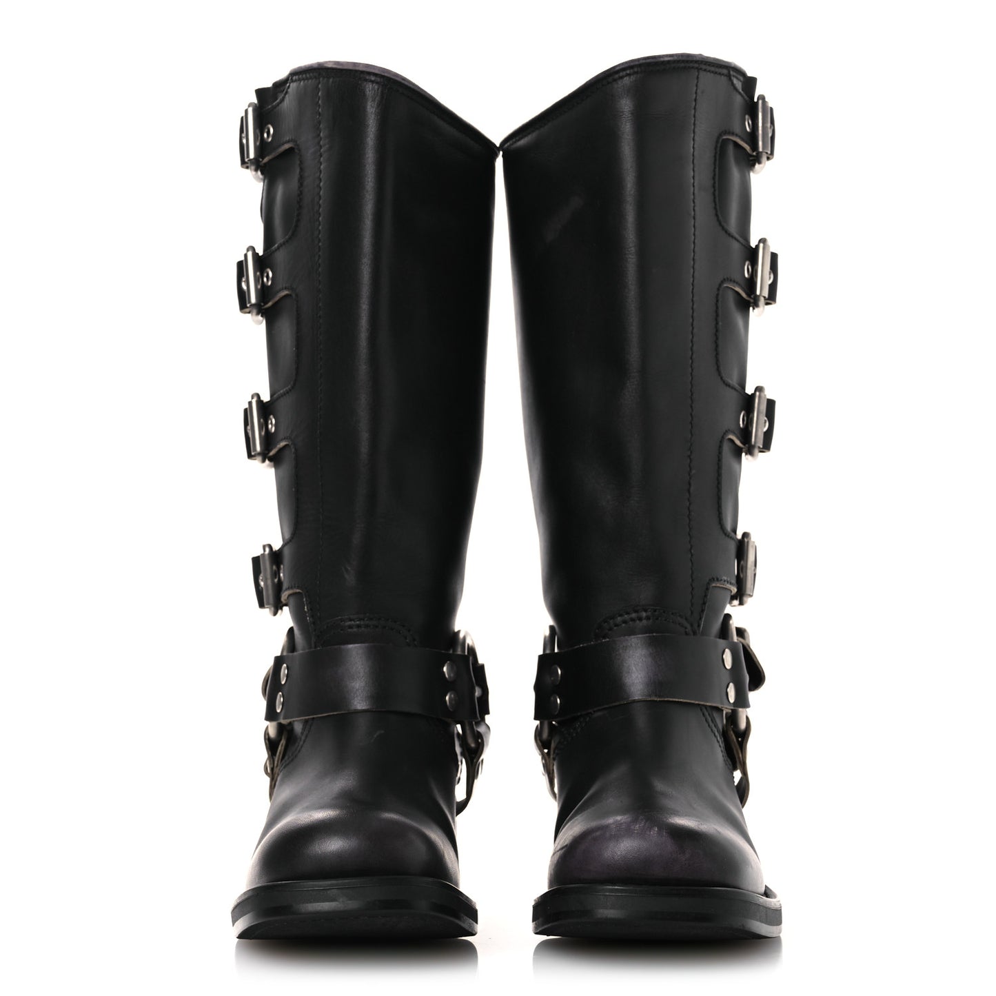 Calfskin Harness Boots 40 Black