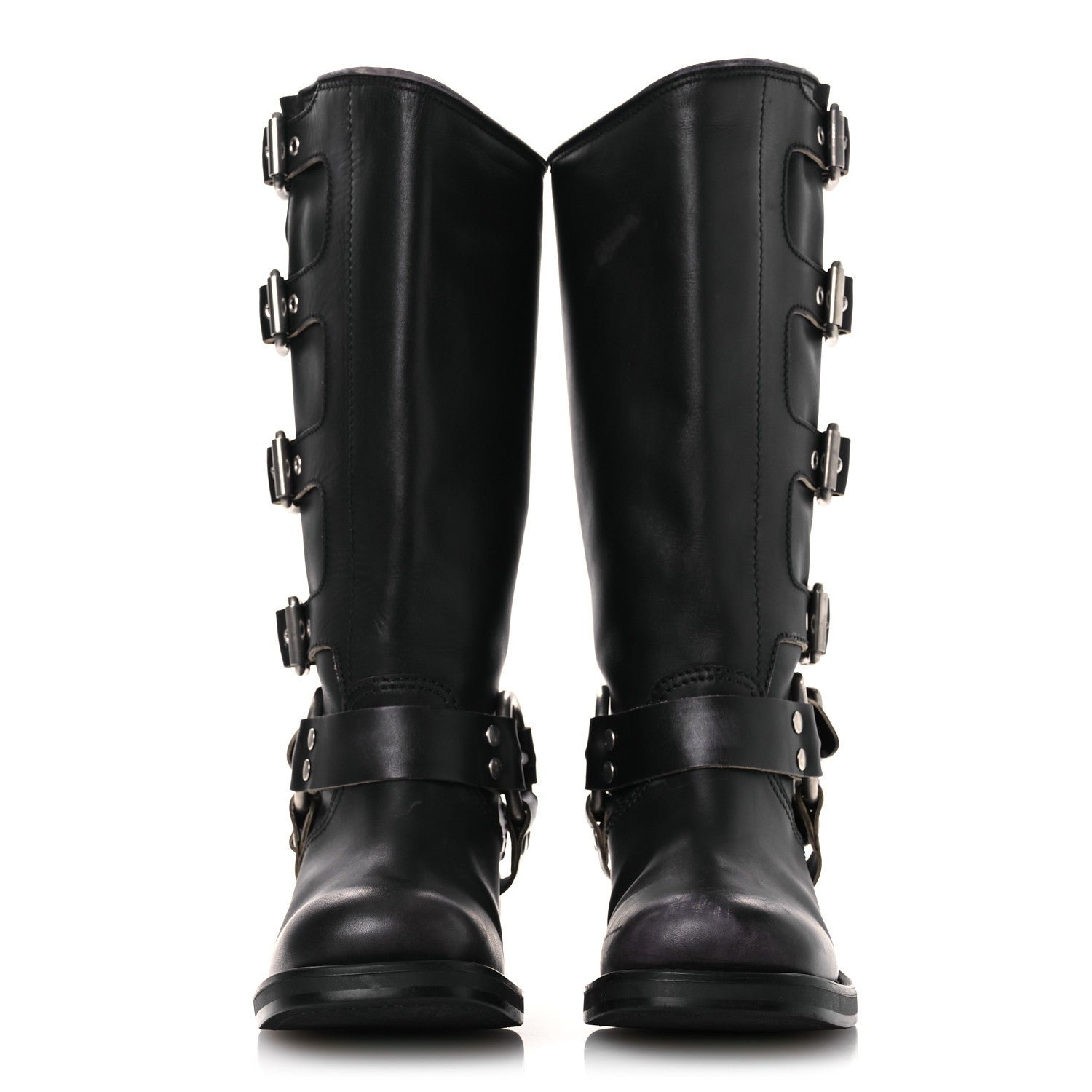 Miu Miu Calfskin Harness Boots 40 Black 3 of 13