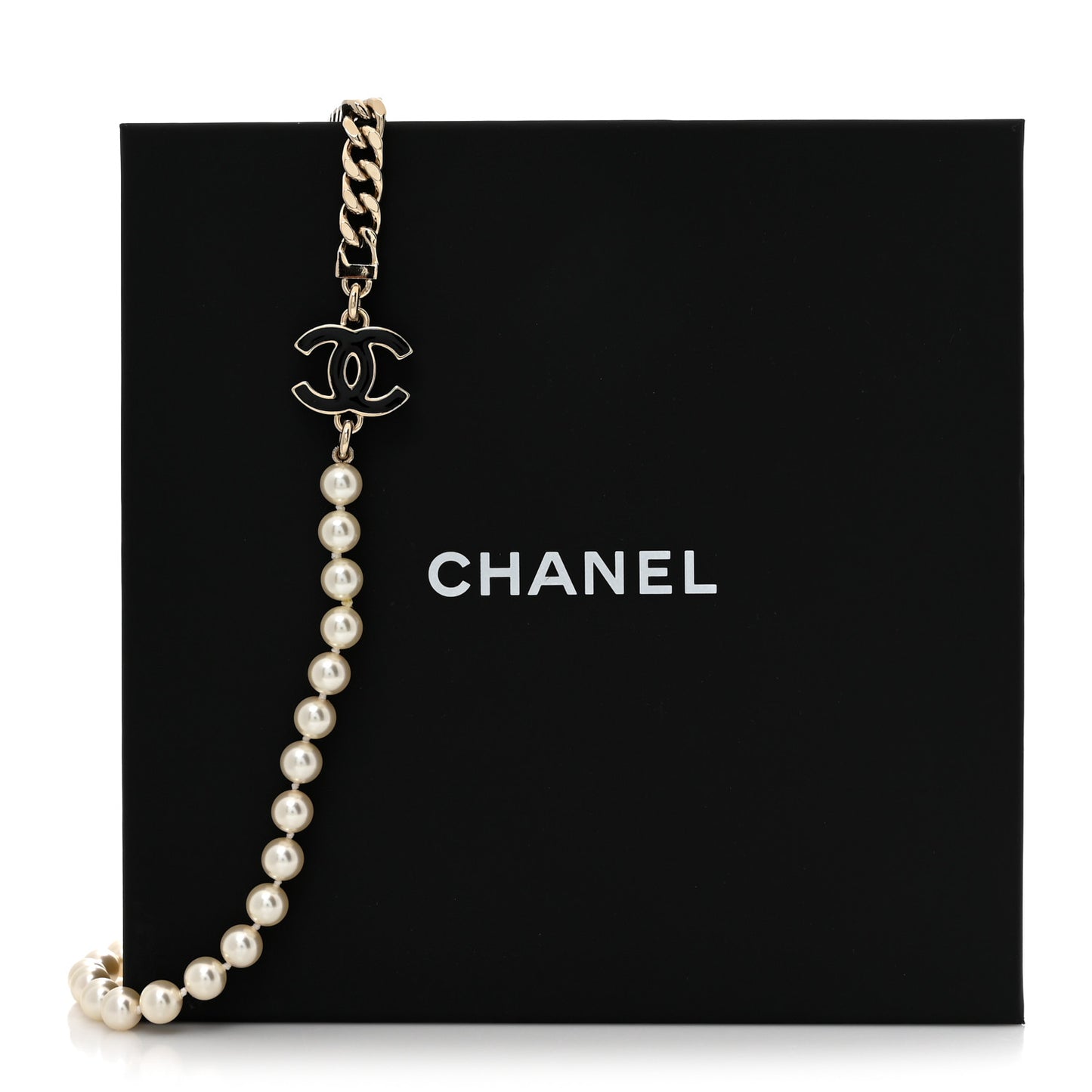 Pearl Resin CC Choker Necklace Gold White Black