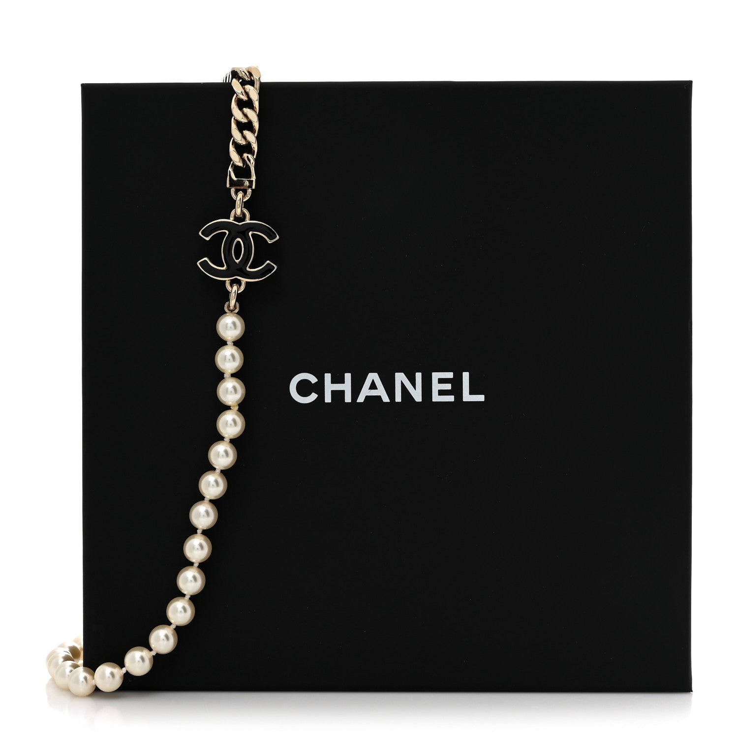 Chanel Pearl Resin CC Choker Necklace Gold White Black 5 of 5