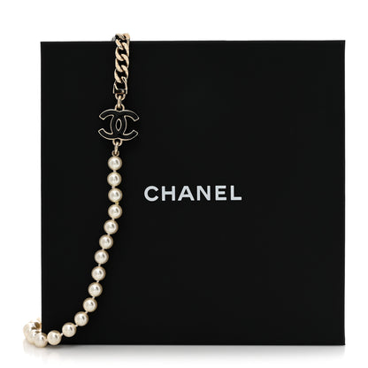 Chanel Pearl Resin CC Choker Necklace Gold White Black 5 of 5