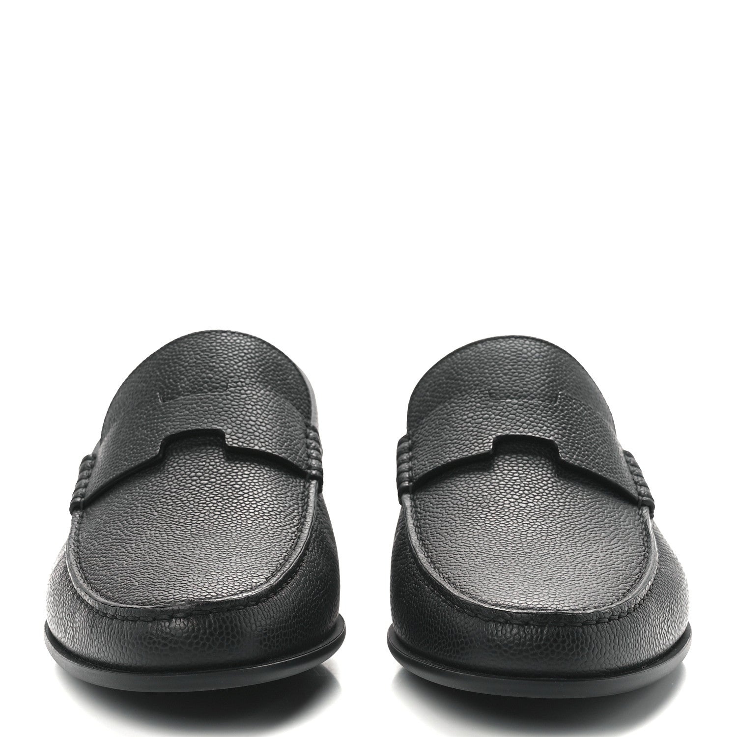 Hermes Grained Calfskin Mens Duke Loafer 43 Black 2 of 9