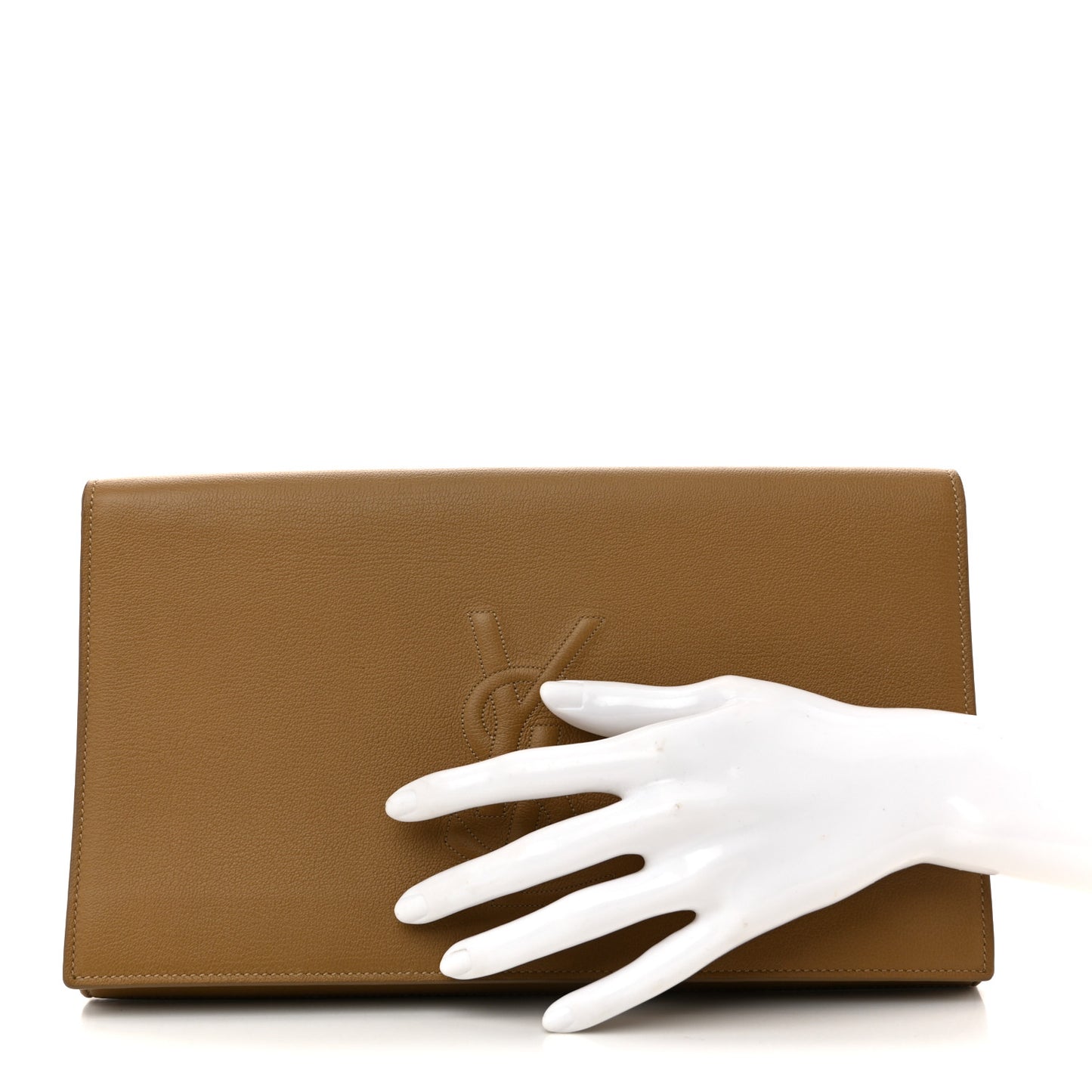 Calfskin Monogram Large Belle De Jour Clutch  Beige