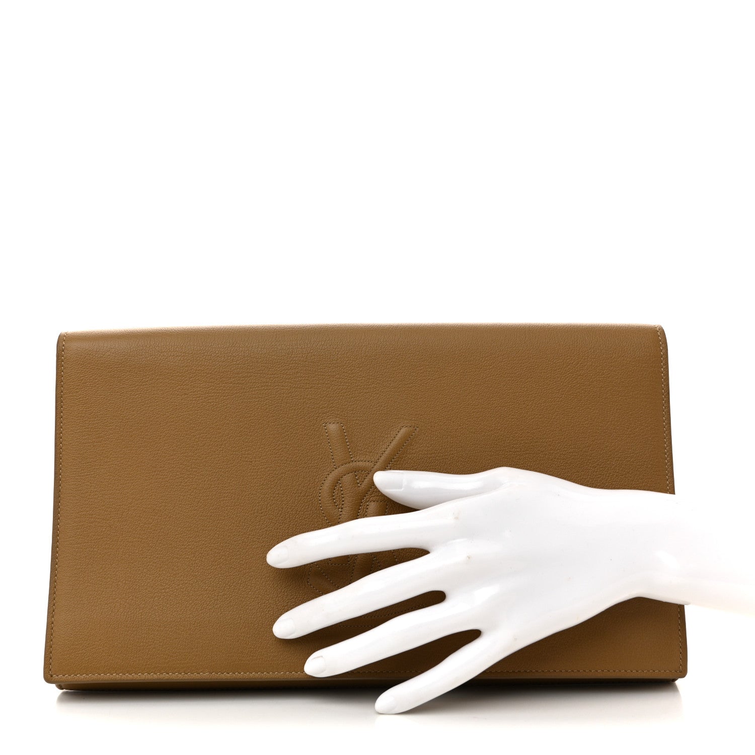 Saint Laurent Calfskin Monogram Large Belle De Jour Clutch  Beige 2 of 10