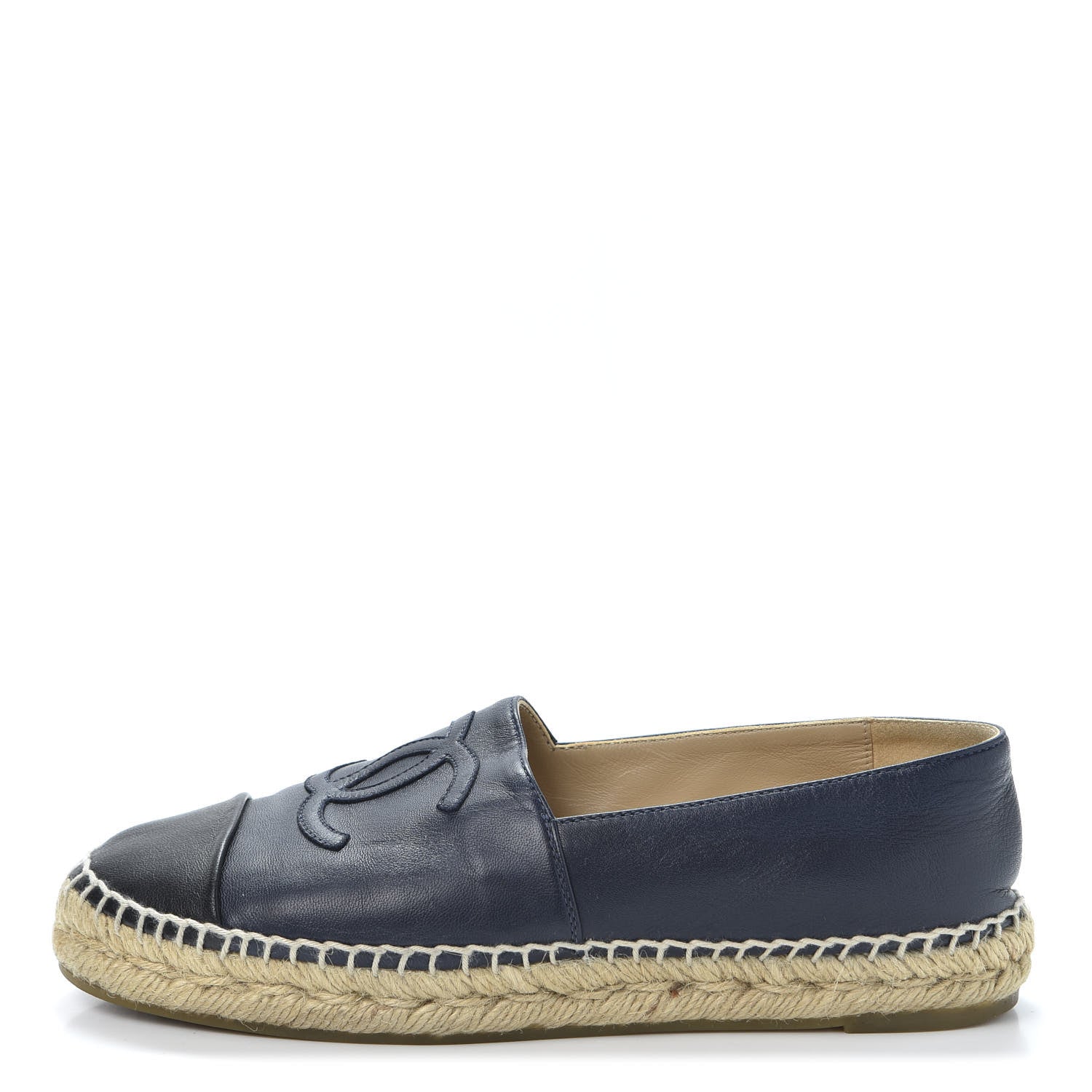 Chanel Lambskin CC Espadrilles 37 Navy Black 1 of 11