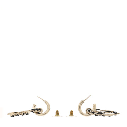 Chanel Lambskin Chain CC Drop Earrings Black Gold 3 of 4
