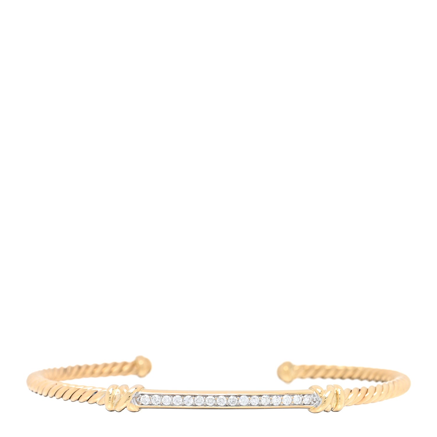 David Yurman 18K Yellow Gold Diamond Petite Two Station Wrap Bracele 1 of 3